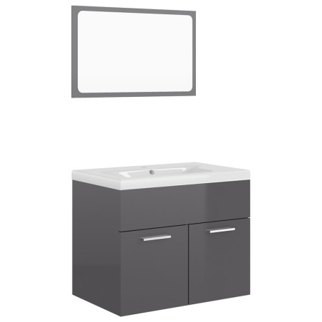 vidaXL Set Mobili da Bagno Grigio Lucido in Truciolato