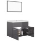 vidaXL Set Mobili da Bagno Grigio Lucido in Truciolato vidaXL Set Mobili da Bagno Grigio Lucido in Truciolato