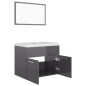 vidaXL Set Mobili da Bagno Grigio Lucido in Truciolato vidaXL Set Mobili da Bagno Grigio Lucido in Truciolato