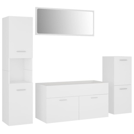 vidaXL Set Mobili da Bagno Bianco in Truciolato