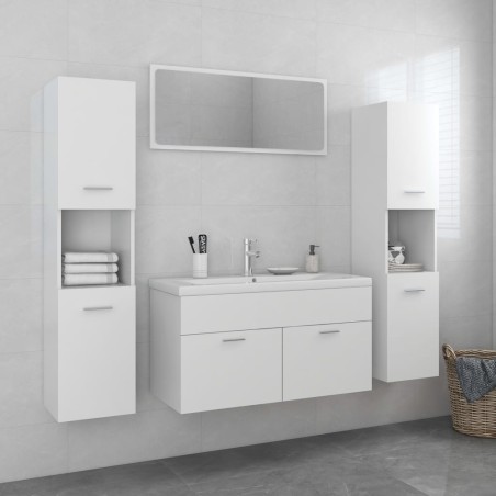 vidaXL Set Mobili da Bagno Bianco in Truciolato