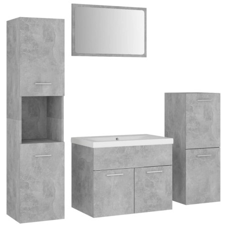 vidaXL Set Mobili da Bagno Grigio Cemento in Truciolato