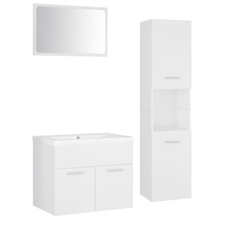 vidaXL Set Mobili da Bagno Bianco in Legno Multistrato