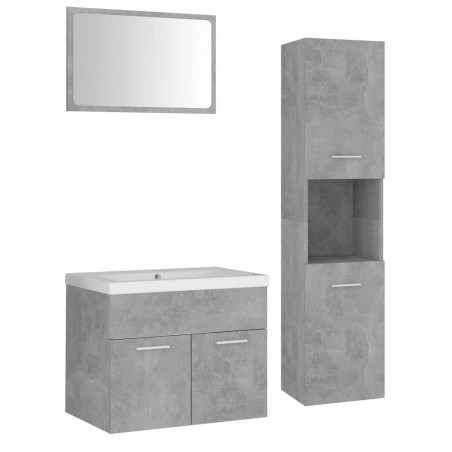 vidaXL Set Mobili da Bagno Grigio Cemento in Truciolato
