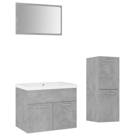 vidaXL Set Mobili da Bagno Grigio Cemento in Truciolato