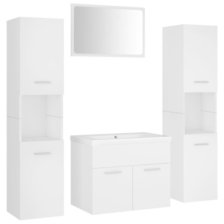 vidaXL Set Mobili da Bagno Bianco in Truciolato