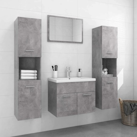 vidaXL Set Mobili da Bagno Grigio Cemento in Truciolato