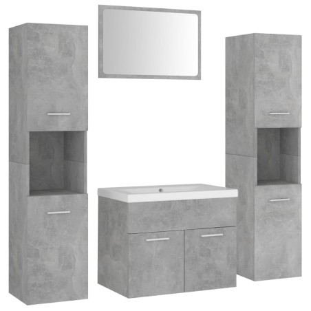 vidaXL Set Mobili da Bagno Grigio Cemento in Truciolato