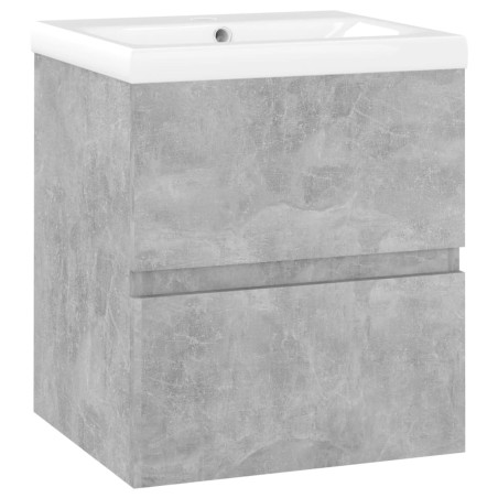 vidaXL Mobile Bagno con Lavabo Integrato Grigio Cemento in Truciolato