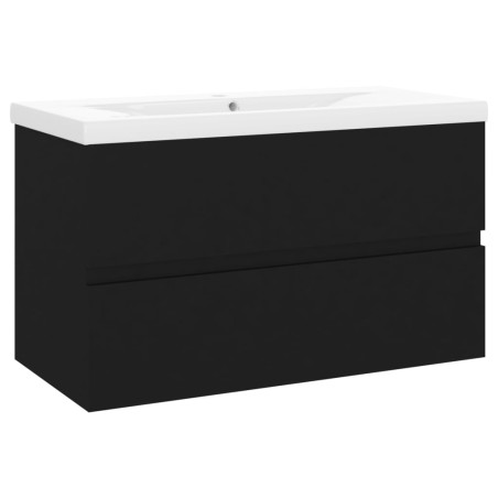 vidaXL Mobile da Bagno con Lavabo Integrato Nero in Truciolato