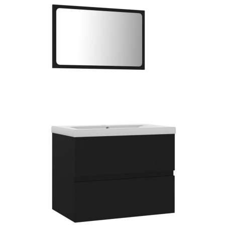 vidaXL Set Mobili da Bagno Nero in Truciolato