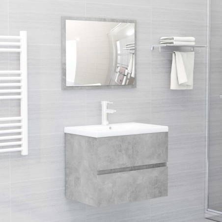 vidaXL Set Mobili da Bagno Grigio Cemento in Legno Multistrato