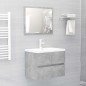 vidaXL Set Mobili da Bagno Grigio Cemento in Legno Multistrato