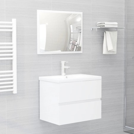 vidaXL Set Mobili da Bagno Bianco Lucido in Truciolato
