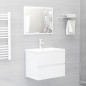 vidaXL Set Mobili da Bagno Bianco Lucido in Truciolato vidaXL Set Mobili da Bagno Bianco Lucido in Truciolato