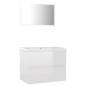 vidaXL Set Mobili da Bagno Bianco Lucido in Truciolato vidaXL Set Mobili da Bagno Bianco Lucido in Truciolato
