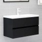 vidaXL Set Mobili da Bagno Nero in Truciolato vidaXL Set Mobili da Bagno Nero in Truciolato
