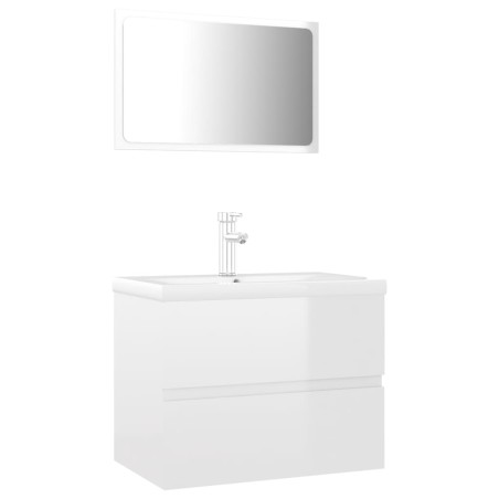 vidaXL Set Mobili da Bagno Bianco Lucido in Truciolato