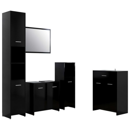 vidaXL Set Mobili da Bagno 4 pz Nero