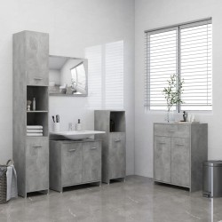 vidaXL Set Mobili da Bagno 4 pz Grigio Cemento 