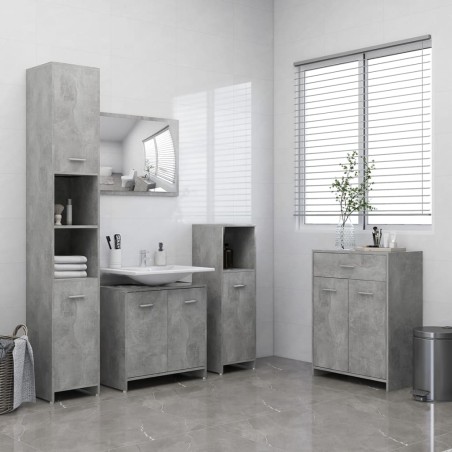 vidaXL Set Mobili da Bagno 4 pz Grigio Cemento 