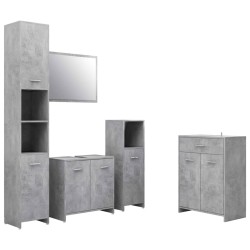vidaXL Set Mobili da Bagno 4 pz Grigio Cemento 