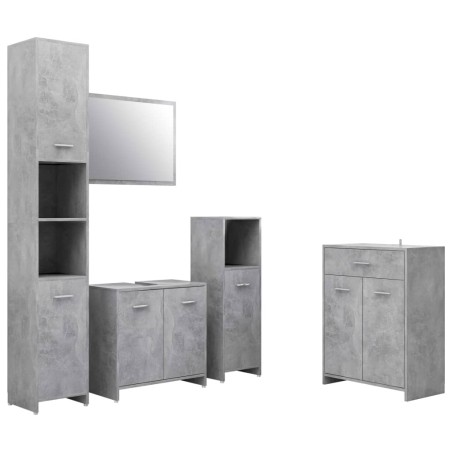 vidaXL Set Mobili da Bagno 4 pz Grigio Cemento 