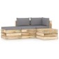 vidaXL Set Salotto da Giardino con Cuscini 4 pz Legno Impregnato Verde vidaXL Set Salotto da Giardino con Cuscini 4 pz Legno Impregnato Verde