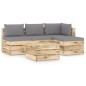 vidaXL Set Salotto da Giardino con Cuscini 5 pz Legno Impregnato Verde vidaXL Set Salotto da Giardino con Cuscini 5 pz Legno Impregnato Verde