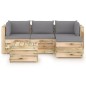 vidaXL Set Salotto da Giardino con Cuscini 5 pz Legno Impregnato Verde vidaXL Set Salotto da Giardino con Cuscini 5 pz Legno Impregnato Verde
