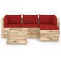 vidaXL Set Salotto da Giardino con Cuscini 5 pz Legno Impregnato Verde