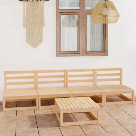 vidaXL Set Divani da Giardino 5 pz in Legno Massello di Pino