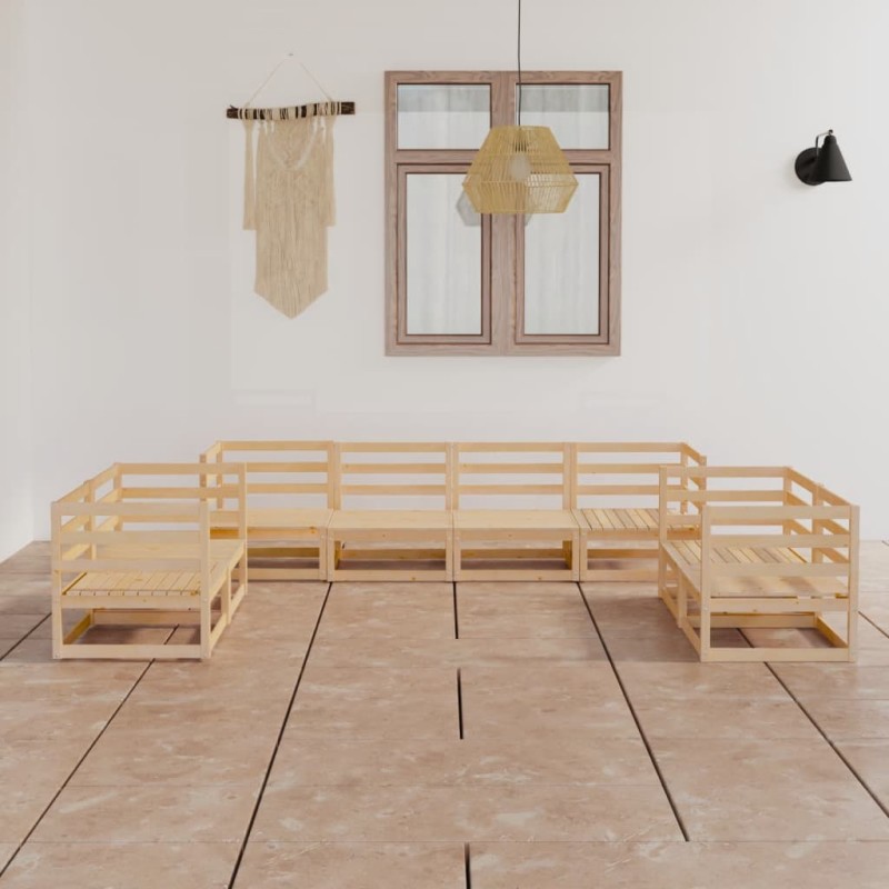 vidaXL Set Divani da Giardino 8 pz in Legno Massello di Pino vidaXL Set Divani da Giardino 8 pz in Legno Massello di Pino