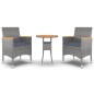 vidaXL Set da Pranzo per Giardino 3 pz in Polyrattan Grigio