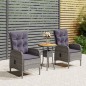 vidaXL Set da Bistrot per Giardino 3 pz in Polyrattan Grigio vidaXL Set da Bistrot per Giardino 3 pz in Polyrattan Grigio