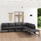 vidaXL Set Divani da Giardino 7 pz con Cuscini in Polyrattan Grigio vidaXL Set Divani da Giardino 7 pz con Cuscini in Polyrattan Grigio