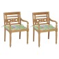 vidaXL Sedie Batavia 2 pz con Cuscini con Foglie in Massello di Teak vidaXL Sedie Batavia 2 pz con Cuscini con Foglie in Massello di Teak