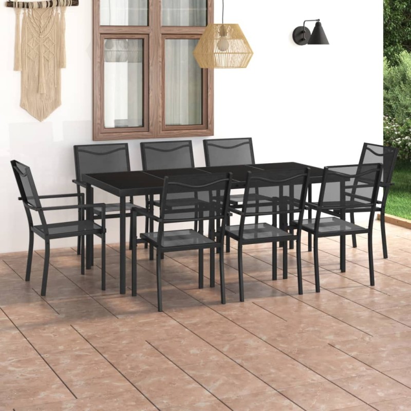 vidaXL Set da Pranzo da Giardino 9 pz in Acciaio vidaXL Set da Pranzo da Giardino 9 pz in Acciaio