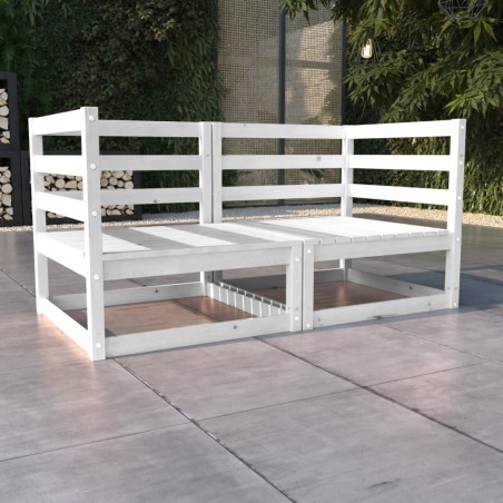 vidaXL Divano da Giardino a 2 Posti Bianco in Legno Massello di Pino