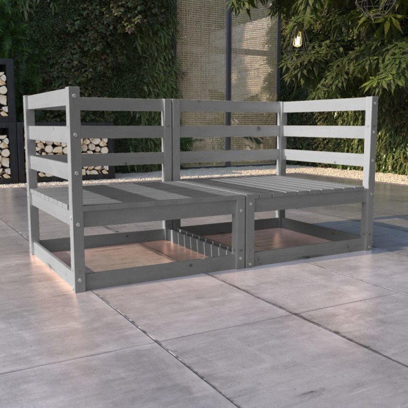 vidaXL Divano da Giardino a 2 Posti Grigio in Legno Massello di Pino vidaXL Divano da Giardino a 2 Posti Grigio in Legno Massello di Pino