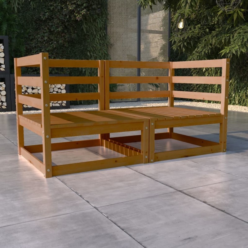 vidaXL Divano da Giardino a 2 Posti Miele in Legno Massello di Pino vidaXL Divano da Giardino a 2 Posti Miele in Legno Massello di Pino