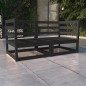 vidaXL Divano da Giardino a 2 Posti Nero in Legno Massello di Pino vidaXL Divano da Giardino a 2 Posti Nero in Legno Massello di Pino