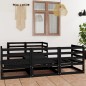 vidaXL Set Divani da Giardino 6 pz Nero in Legno Massello di Pino