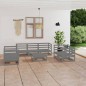 vidaXL Set Divani da Giardino 8 pz Grigio in Legno Massello di Pino vidaXL Set Divani da Giardino 8 pz Grigio in Legno Massello di Pino