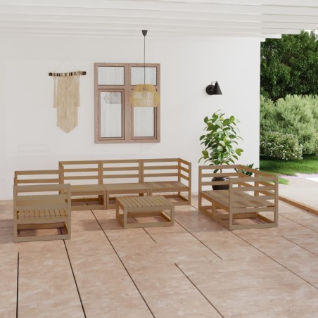 vidaXL Set Divani da Giardino 8 pz Miele in Legno Massello di Pino