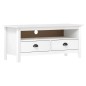 Mobile Porta TV Hill Bianco 110x40x47 cm in Legno di Pino Mobile Porta TV Hill Bianco 110x40x47 cm in Legno di Pino