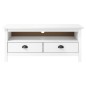 Mobile Porta TV Hill Bianco 110x40x47 cm in Legno di Pino Mobile Porta TV Hill Bianco 110x40x47 cm in Legno di Pino