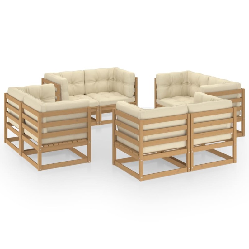 vidaXL Set Divani da Giardino 8 pz con Cuscini Legno Massello Pino vidaXL Set Divani da Giardino 8 pz con Cuscini Legno Massello Pino