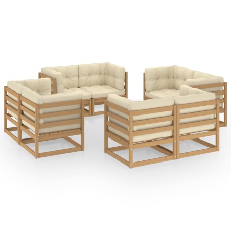 vidaXL Set Divani da Giardino 8 pz con Cuscini Legno Massello Pino
