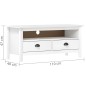 Mobile Porta TV Hill Bianco 110x40x47 cm in Legno di Pino Mobile Porta TV Hill Bianco 110x40x47 cm in Legno di Pino